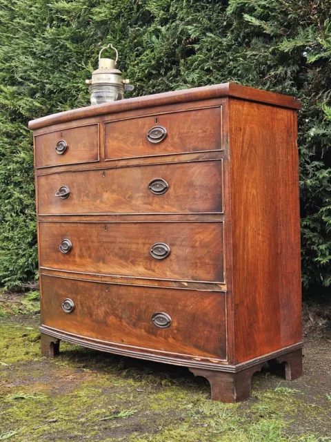 Antique Mahogany Georgian Bow front CHEST OF DRAWERS 2 Over 3 *Delivery  Avail