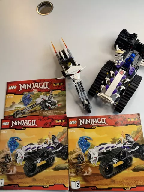 LEGO NINJAGO: 2263 Turbo Shredder, 2259 Skull Motorbike. 2 MiniFigures, Jay,