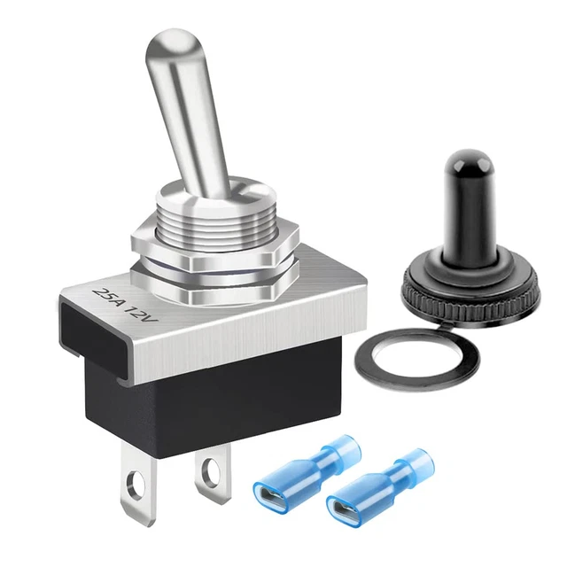METAL TOGGLE SWITCH 25A 12VDC/15A 24VDC/10A 250VAC/ 15A 125VAC SPST ON ...