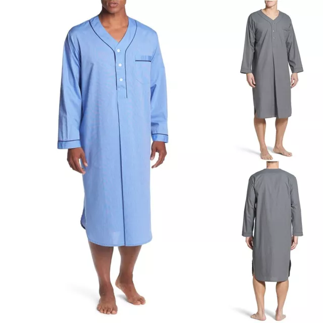 Haut pyjama en coton léger et doux pour hommes à col en V et manches longues