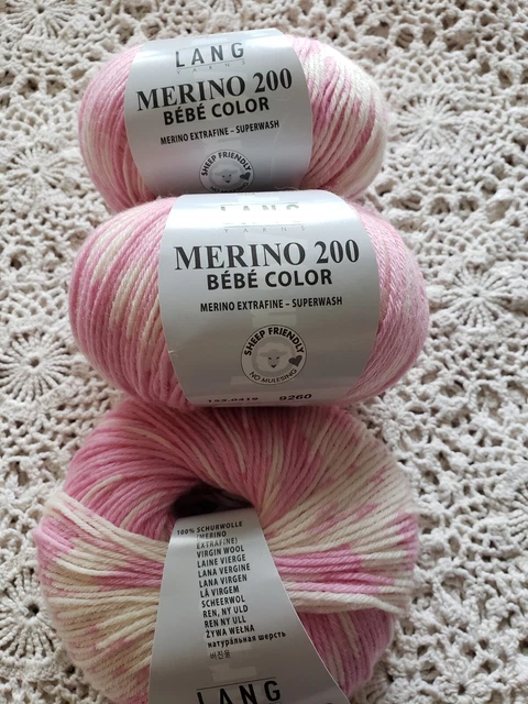 Lang Yarns Merino 200 Bebe Color 3 balls 100% extra fine SW merino wool 50 g Lang Yarns Merino 200 Bebe Color 3 balls 100% extra fine SW merino wool 50 g