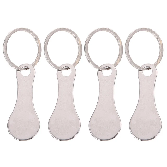 4 pz Gettoni Carrello Gettoni Carrello Acciaio Inox Portachiavi Shopping