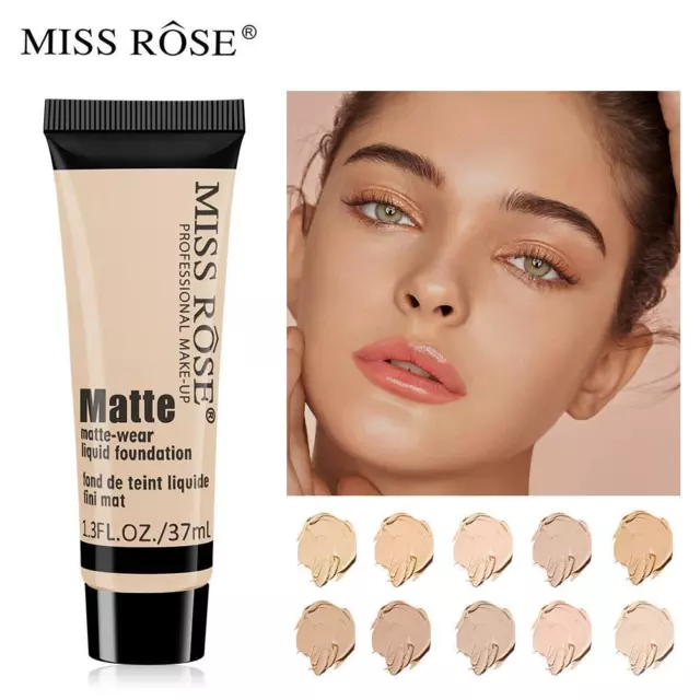 Miss Rose Matte Liquid Foundation Smooth Makeup Base crema facial corrector #N