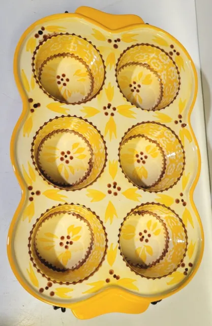 Temptations By Tara Old World Floral Lace Yellow - 6 Muffin Cupcake Pan W/Rack