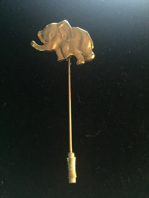 Vintage Elephant Stick Pin - Gold Tone