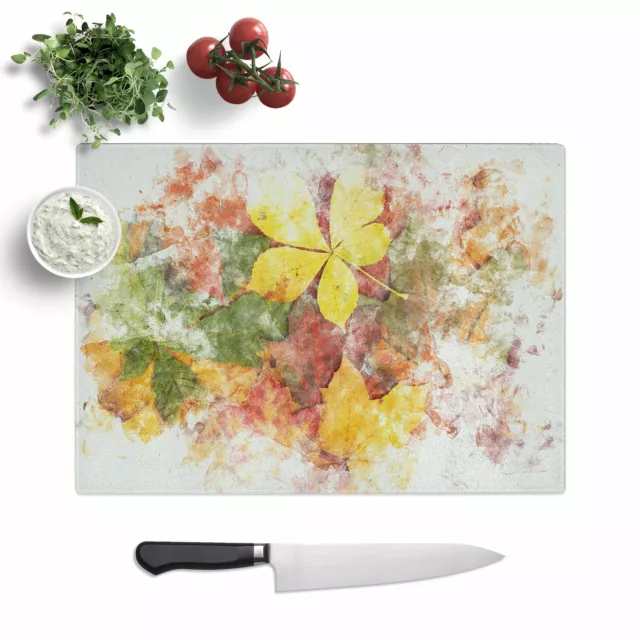 Leaves On An Autumn Forest  Chopping Board Glass Textured for Kitchen