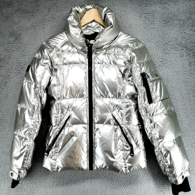 SAM Freestyle Girls Youth 12 Quilted Goose Down Puffer Jacket Coat Silver