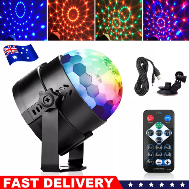 Mini Disco Lights Party DJ LED RGB Stage Lamp Laser Strobe Crystal Magic Ball AU