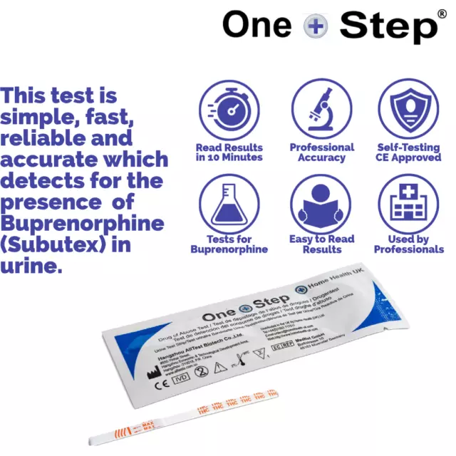 Kit de test de drogue buprénorphine | bandelettes de test d'urine Subutex | 5 ng/mL | une étape 2