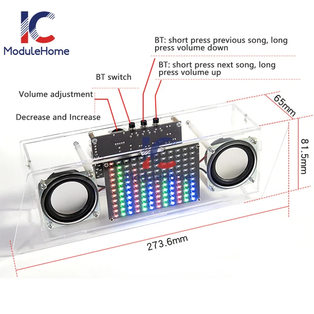 DIY BLUETOOTH SPEAKER Kit LED Music Spectrum Electronic Soldering
