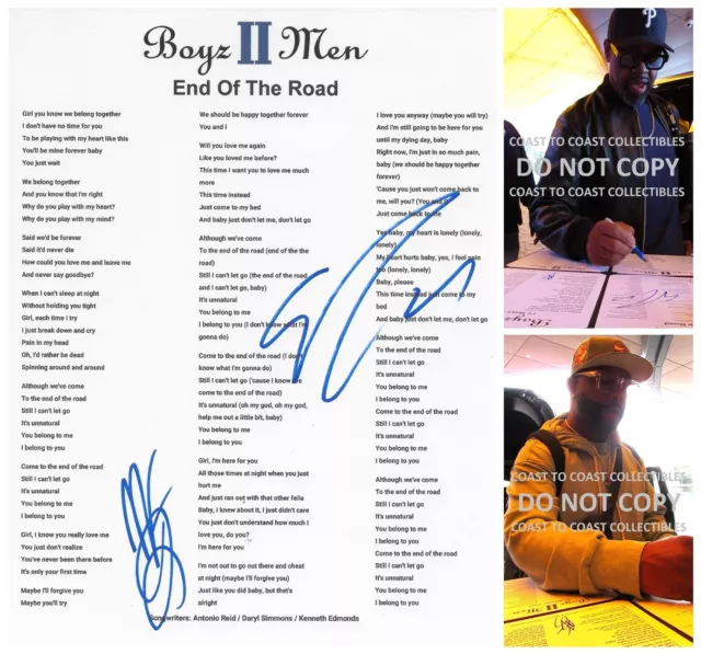 Boyz II Men Signed End of The Road Lyrics Sheet COA Exact Proof Autographed STAR Boyz II Men Signed End of The Road Lyrics Sheet COA Exact Proof Autographed STAR