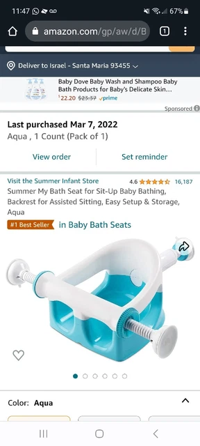 Summer My Bath Seat - Baby Bathtub Seat for Sit-Up Bathing, Aqua. 