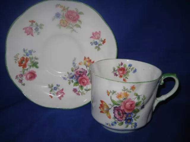 Antique Aynsley  Cup and Saucer Hand Painted Flowers