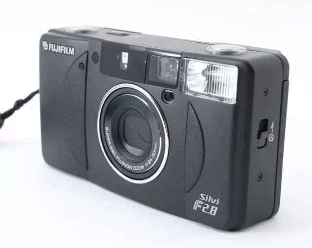 Near MINT Fuji Fujifilm Silvi F2.8 Black Film Camera with Case Strap from Japan
