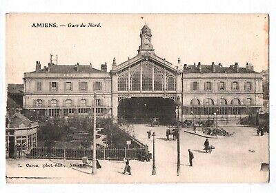 A0398 France Amiens Gare du Nord Railway station vintage postcard