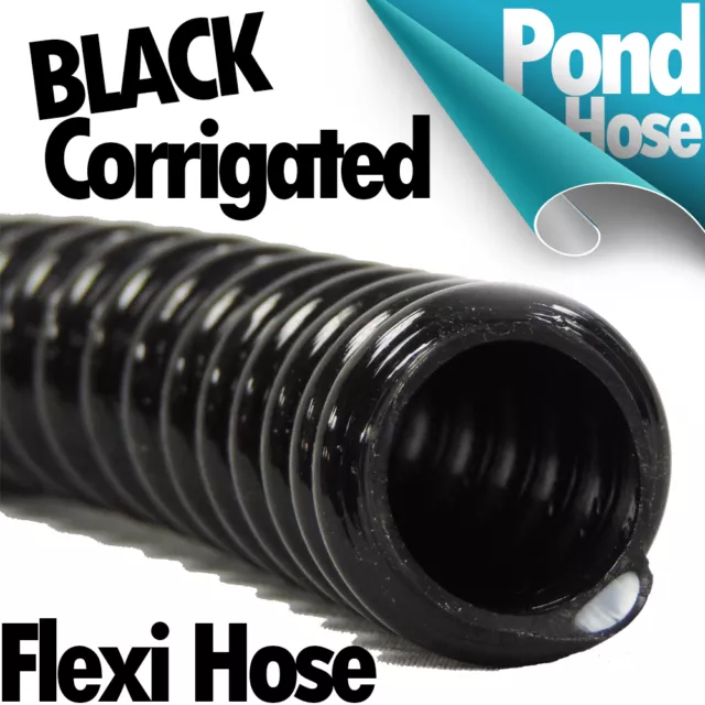 ██ Black ██Corrugated Flexible Pond Hose Pump Garden Pipe Tube Fish Marine Flexi