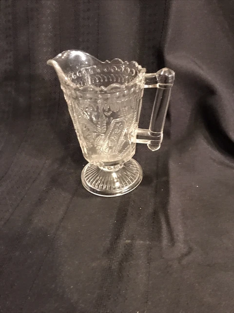 Antique EAPG Glass Creamer  Prayer Rug Pattern Cream Pitcher Adams Co Pittsburgh