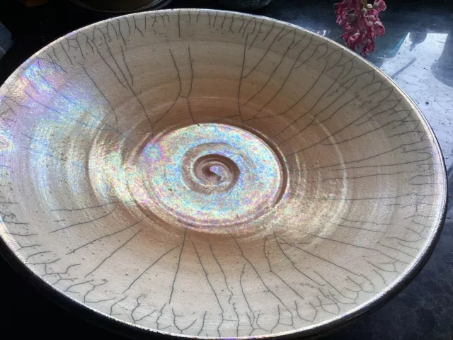 Raku Pottery Bowl Signed