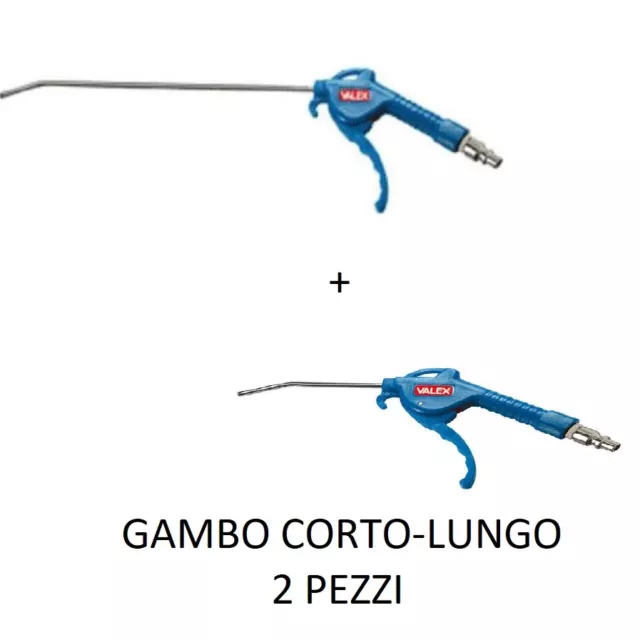 2 pz PISTOLA GAMBO CORTO-LUNGO PNEUMATICA PER SOFFIAGGIO VALEX BLUE PER COMPRESS