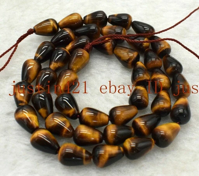 Rare 7-9mm Yellow Tiger's Eye Teardrop Gemstone Loose Beads 15'' AAA++