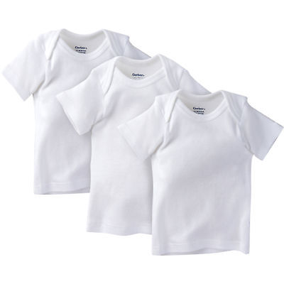 Gerber Baby Unisex 3 Pack Slip On Short Sleeve Shirts NEW Various Sizes White