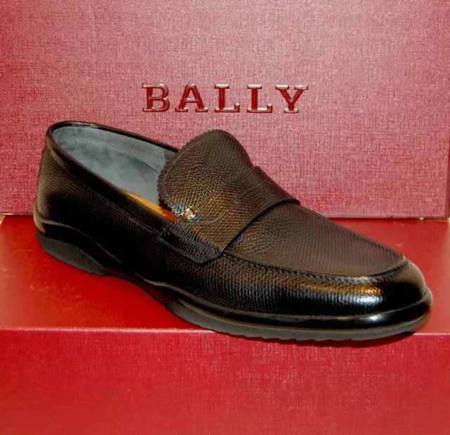 Bally Black Men's Calf Grained Loafer Leather Dress Shoes Size US 12 EEE