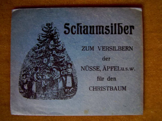 Schaumsilber zum Versilbern der Nüsse, Äpfel usw. für den Christbaum um 1910