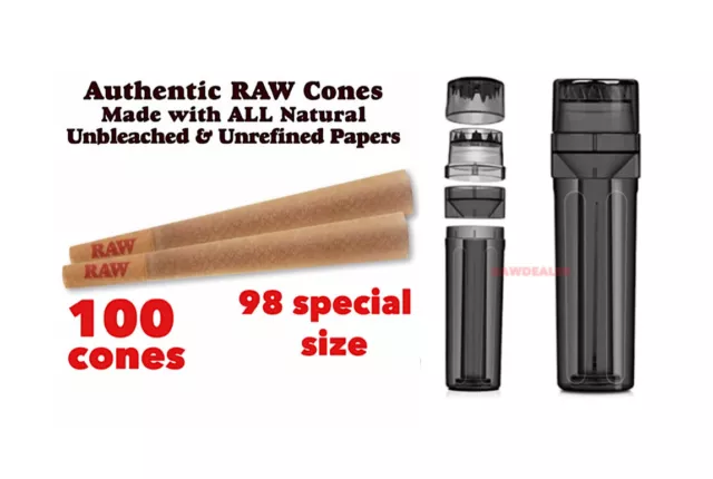 RAW cone Classic 98 special size  Cone(100PK)+grinder loader storage 3 in 1