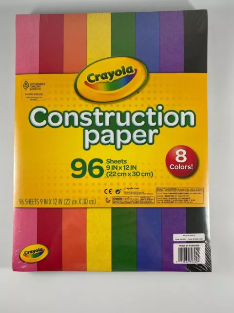 Papel de construcción Crayola, 96 hojas, 9"" x 12", 8 colores