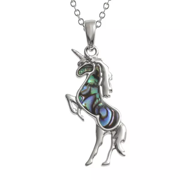 Femmes Filles Vert Unicorn Motif Argent Pendentif Collier 45.7cm Chaîne Cadeau