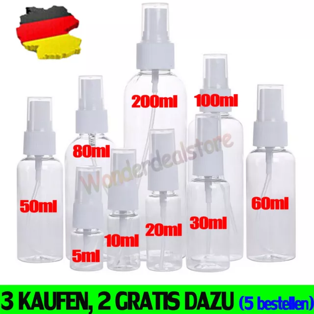 5-200ml Reise Transparent Kunststoff Parfümzerstäuber, Leere Kleine-Sprühflasche