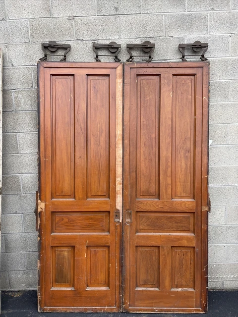 CM 788 pair antique wood grain pocket doors 61 x 90 x 2.25.