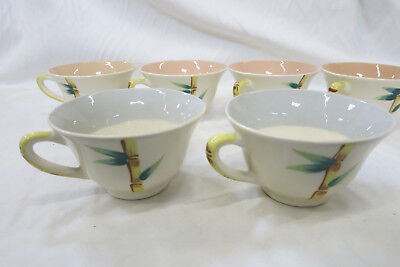 Vintage Set of 6 Weil Ware Tea Cups Bamboo Design 3
