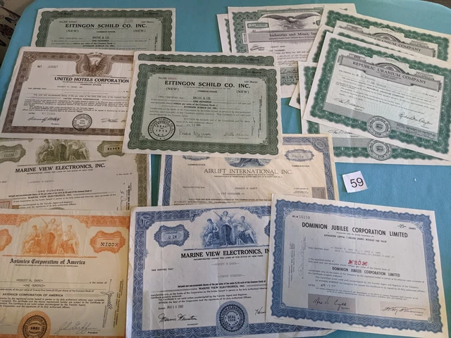 Vintage Stock Certificate Lot 16 Mining Aviation Hotel Electronics and more #50