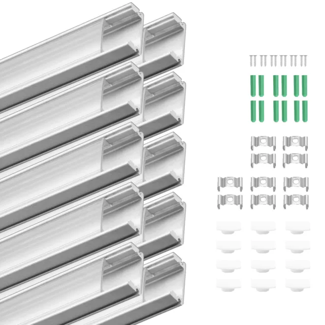 10X U-shape Aluminium Channel Profile Extrusion LED Diffuser Strip Lights Cover