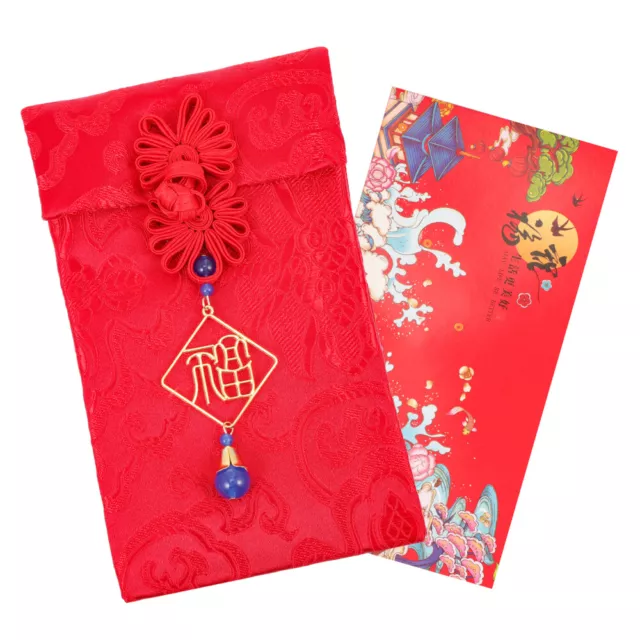 Billetera para tarjetas de regalo Año Nuevo chino sobres de la suerte tela roja