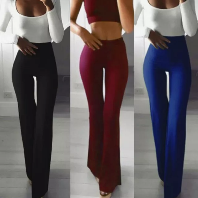 💟Women Flare Leg Stretch Pants Long High Waist Bell Bottom Leggings Trousers