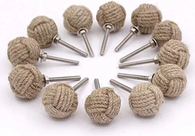 Rope Doorknobs Nautical Twisted Decorative Jute, Rustic Rope Knot Drawer Pull