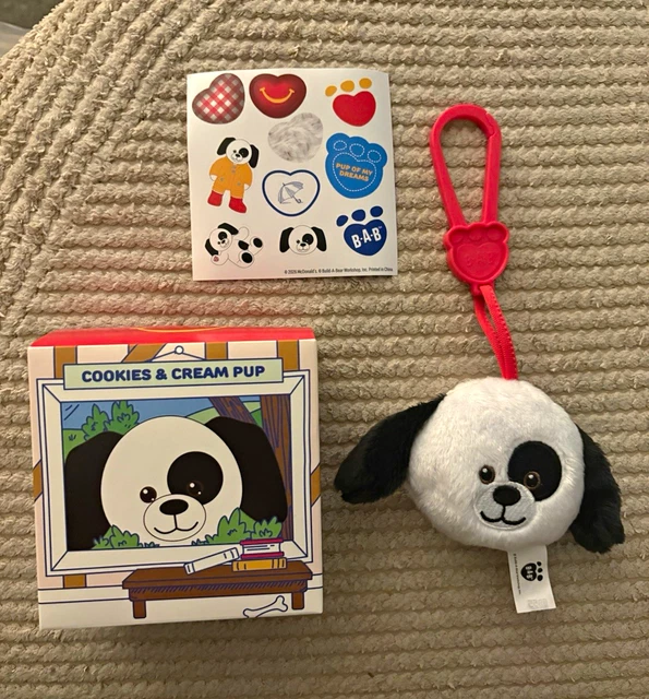 BUILD-A-BEAR WORKSHOP COOKIES & Cream Pup Mini Plush Clip-On + Stickers ...