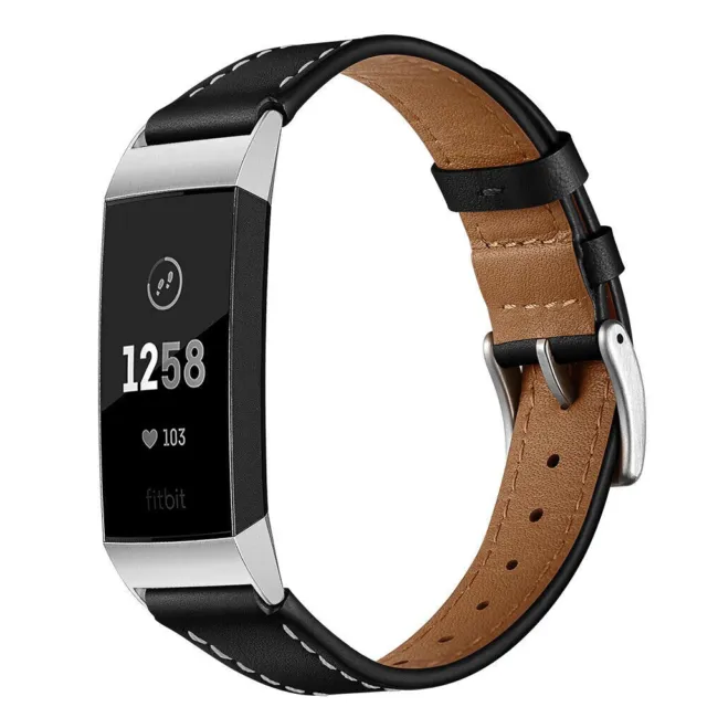 Cinturino Smart Watch in vera pelle per Fitbit Charge 3 - nero