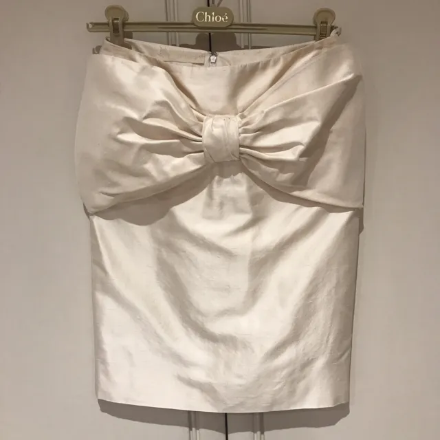 Valentino Rare Runway Skirt with BOW, Size 2, Off white/Cream, Silk, $1780