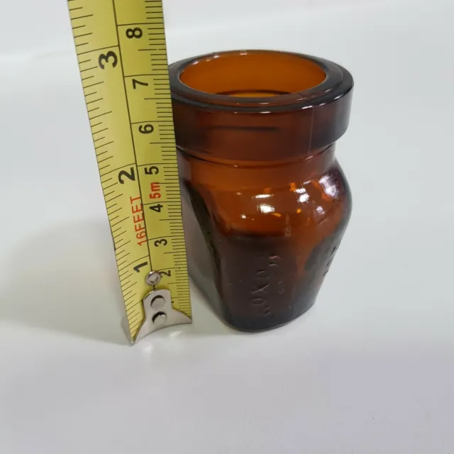 Antique OXO 2oz miniature bottle amber brown glass wide Edwardian c1910 England