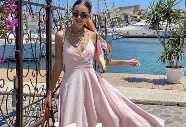 knee length dresses for ladies Zara Pink/Purple Mesh Sleeveless Midi Dress main image 1