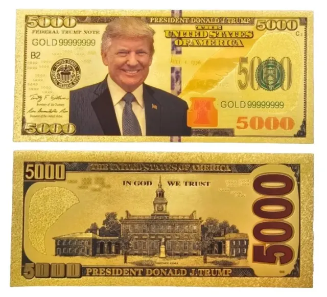 US Novelty Dollar Crafts Banknotes US President Trump Golden Notes Money