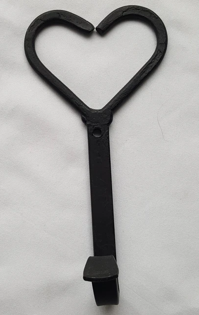 Hand Forged Heart Shape Wrought Iron Hook Hanger 6.5 inches x 3.5 inches