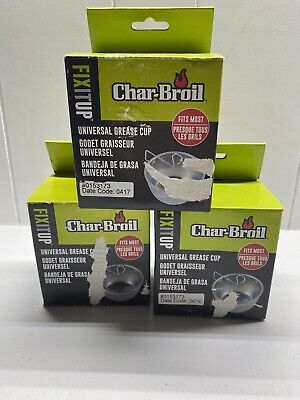 Parrilla CharBroil Taza de Grasa para Barbacoa Universal Colgador Caja de Goteo de Metal Grande 3 Lote de 3