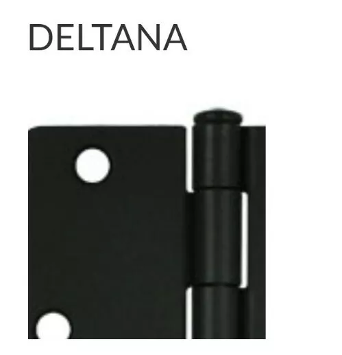 Deltana 3.5" x 3.5" Steel Door Hinge,1/4"R,1 Pair, Flat Black, Residential, Fast 3