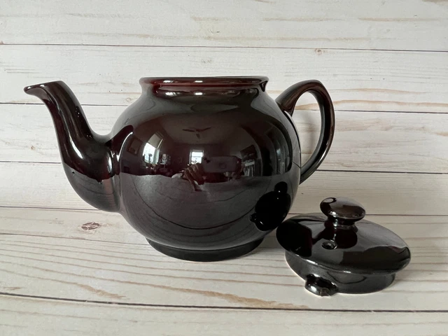 Large 40 oz. Vintage PSI Treacle Glaze Brown Betty Teapot Mirror glaze 7