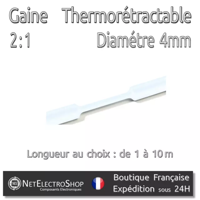 Gaine Thermorétractable 2:1 - Diam. 4 mm - Transparent - 1 à 10m #097