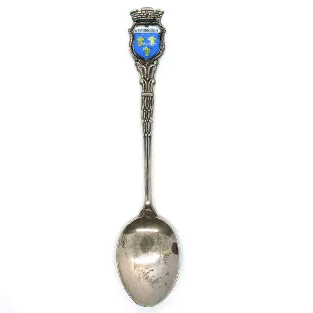 Andenkenlöffel 800er Silber WIESBADEN Wappen emailliert Silver Souvenir Spoon